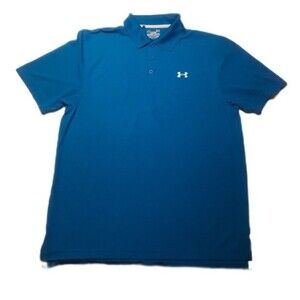 Under Armour Men’s Heat Gear Loose Fit Polyester Polo Shirt Blue Size Large